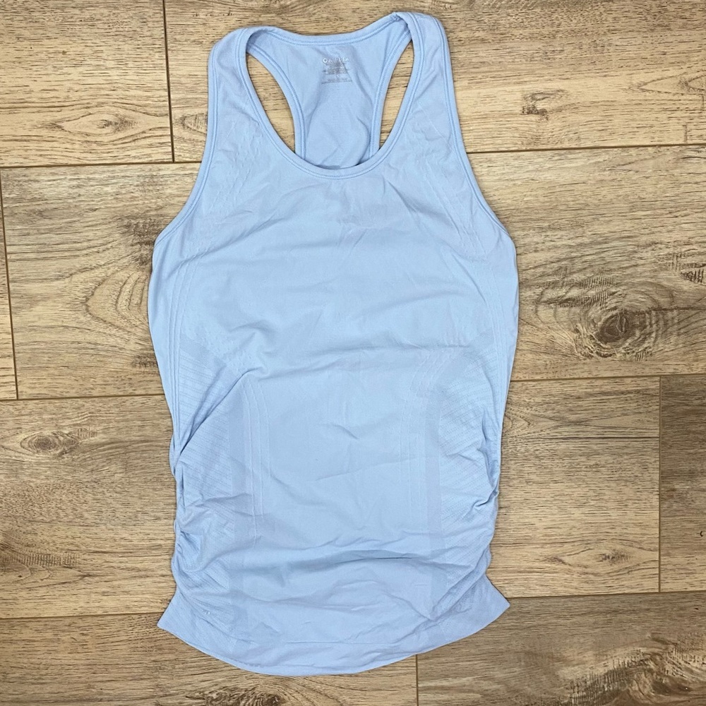 ATHLETA light blue racer back side ruched tank